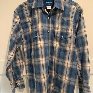 Wrangler Blue Plaid Western Shirt